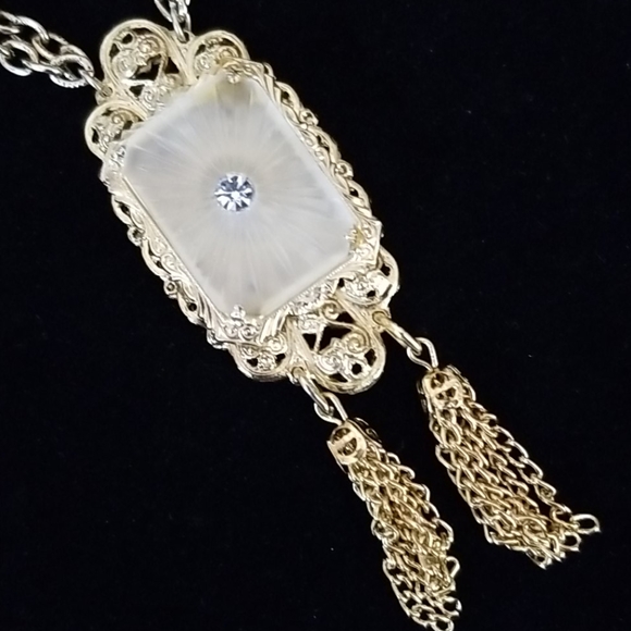 Vintage 1920s Art Deco CAMPHOR GLASS Pendant Neckace - Picture 16 of 16